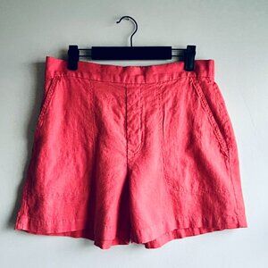 Banana Republic Factory High Waisted Linen Shorts in Bold Melon Size M